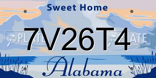 7V26T4 Alabama License Plate