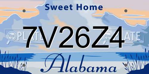 7V26Z4 Alabama License Plate