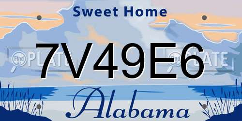 7V49E6 Alabama License Plate