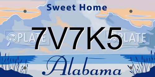 7V7K5 Alabama License Plate