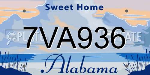 7VA936 Alabama License Plate