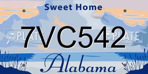 7VC542 Alabama License Plate