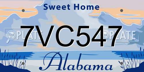 7VC547 Alabama License Plate