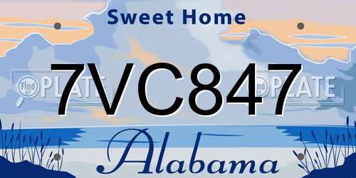 7VC847 Alabama License Plate
