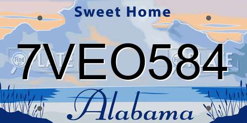 7VEO584 Alabama License Plate