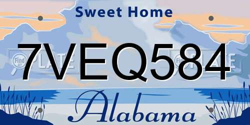 7VEQ584 Alabama License Plate