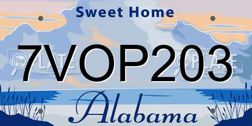 7VOP203 Alabama License Plate