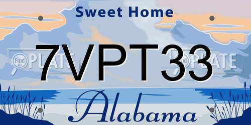 7VPT33 Alabama License Plate