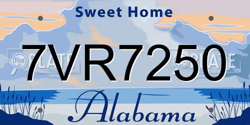 7VR7250 Alabama License Plate