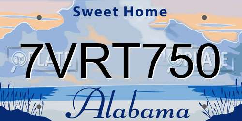 7VRT750 Alabama License Plate
