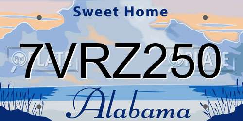 7VRZ250 Alabama License Plate