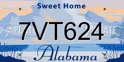 7VT624 Alabama License Plate