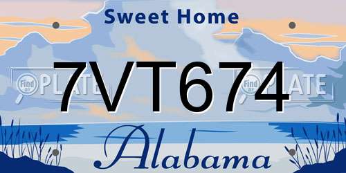 7VT674 Alabama License Plate