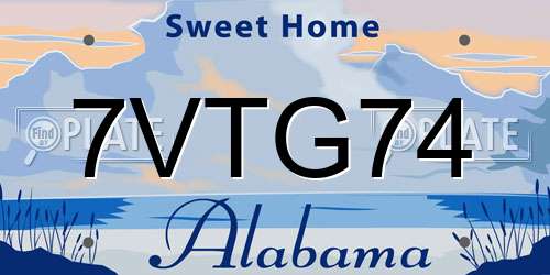 7VTG74 Alabama License Plate