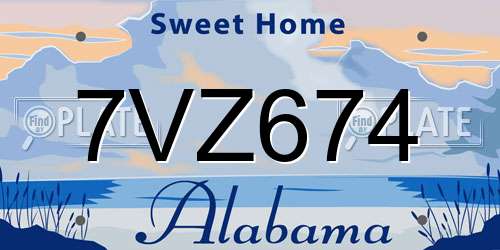7VZ674 Alabama License Plate