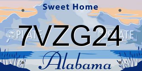 7VZG24 Alabama License Plate