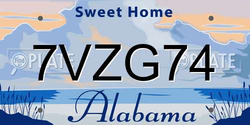 7VZG74 Alabama License Plate