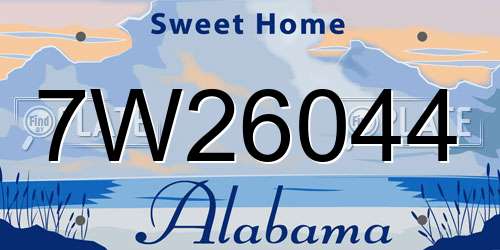 7W26044 Alabama License Plate