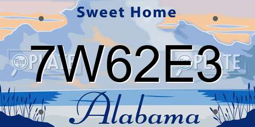 7W62E3 Alabama License Plate