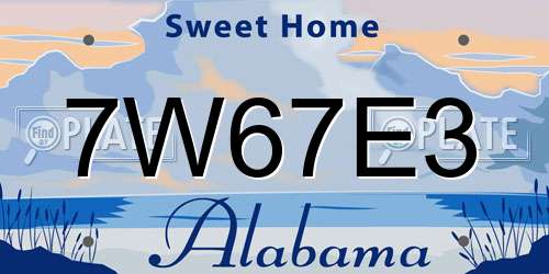 7W67E3 Alabama License Plate