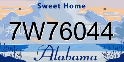 7W76044 Alabama License Plate
