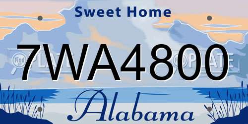 7WA4800 Alabama License Plate