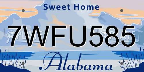 7WFU585 Alabama License Plate
