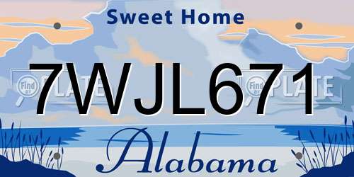 7WJL671 Alabama License Plate
