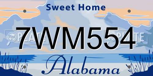 7WM554 Alabama License Plate