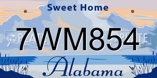 7WM854 Alabama License Plate