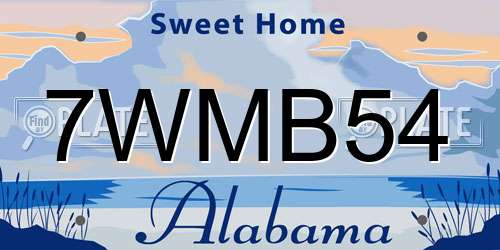 7WMB54 Alabama License Plate