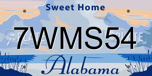 7WMS54 Alabama License Plate