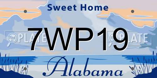 7WP19 Alabama License Plate