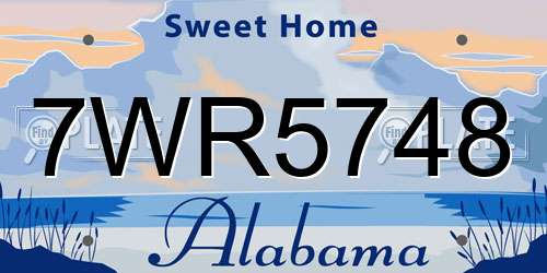 7WR5748 Alabama License Plate