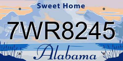 7WR8245 Alabama License Plate