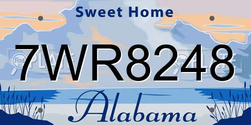 7WR8248 Alabama License Plate