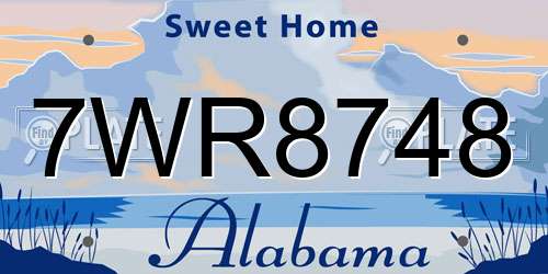 7WR8748 Alabama License Plate
