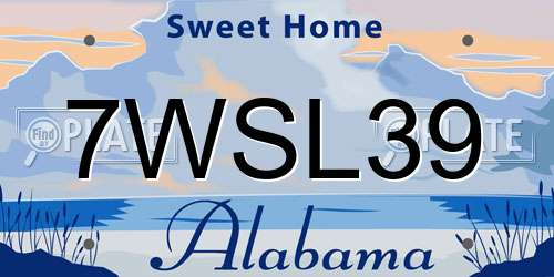 7WSL39 Alabama License Plate