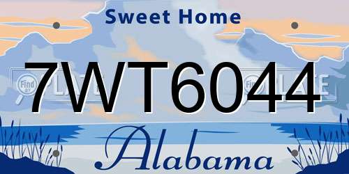 7WT6044 Alabama License Plate