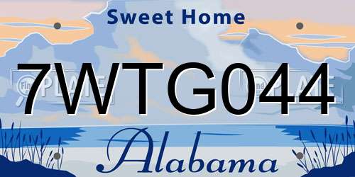 7WTG044 Alabama License Plate