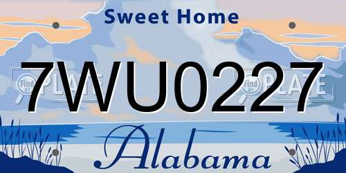 7WU0227 Alabama License Plate