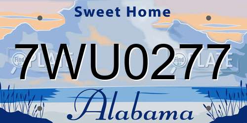 7WU0277 Alabama License Plate