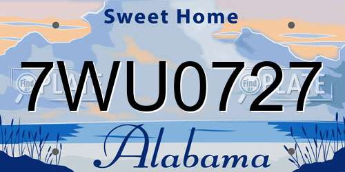 7WU0727 Alabama License Plate