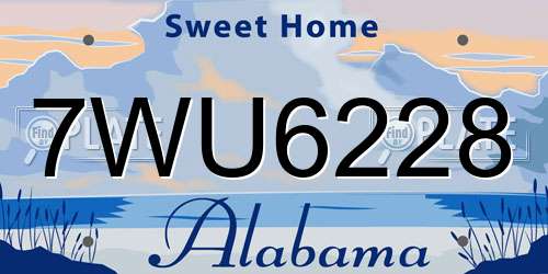 7WU6228 Alabama License Plate