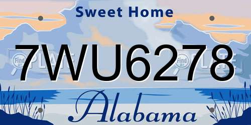 7WU6278 Alabama License Plate