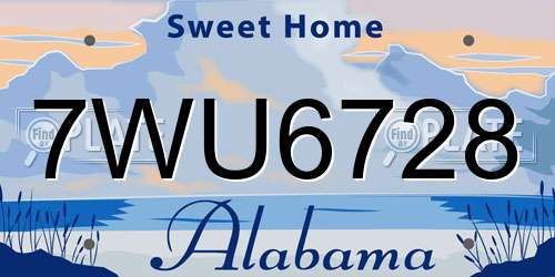 7WU6728 Alabama License Plate