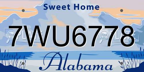 7WU6778 Alabama License Plate