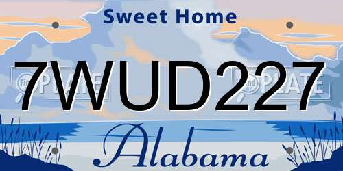 7WUD227 Alabama License Plate