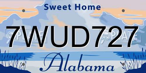 7WUD727 Alabama License Plate