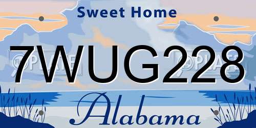 7WUG228 Alabama License Plate